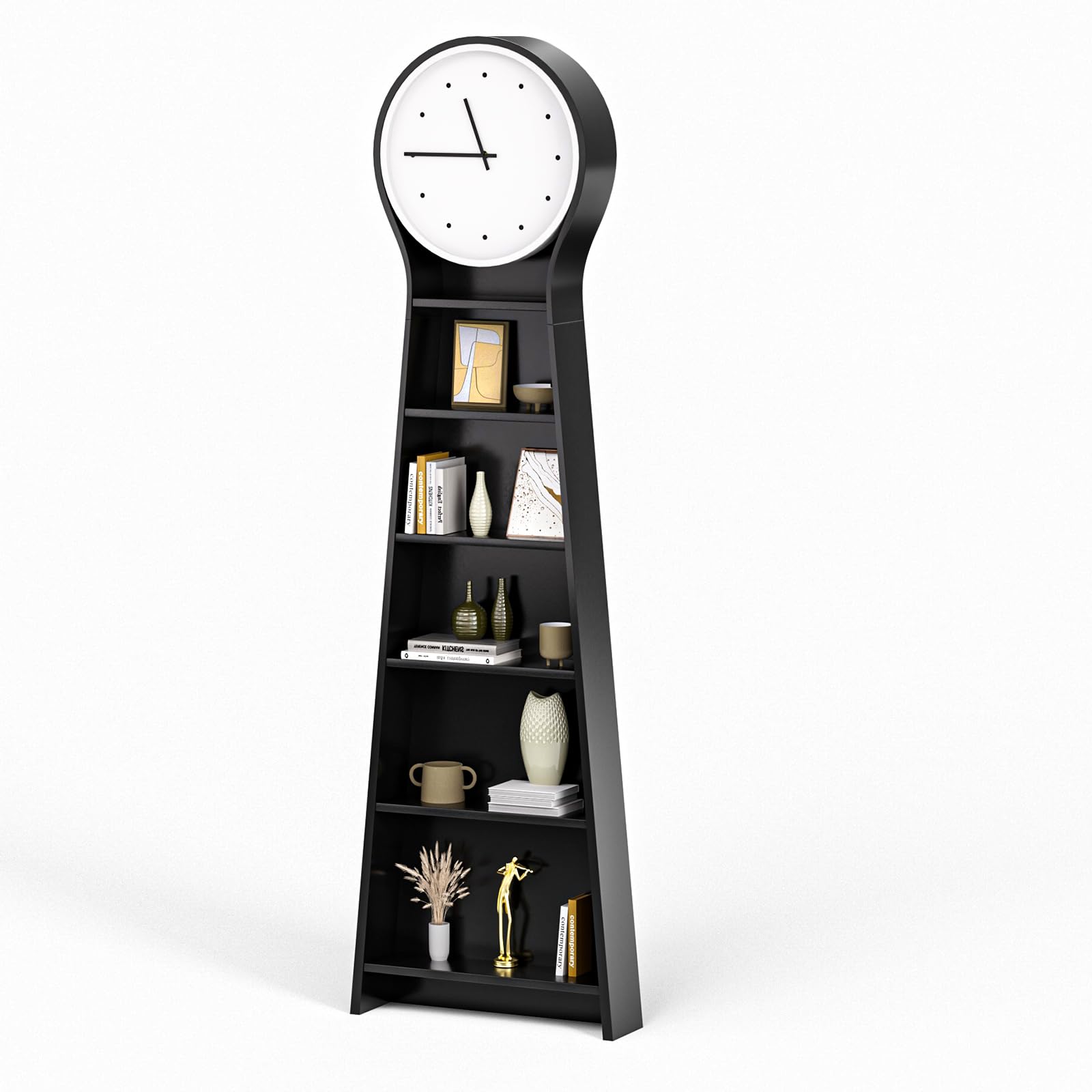 Amazon.com: Ryoko Space-Saving Floor Clock Bookcase, 5-Tier
